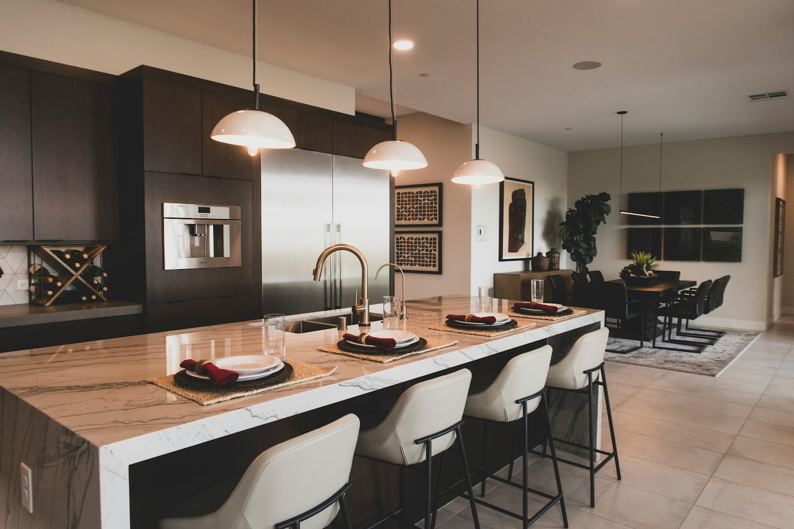 Kitchen pendant and downlight installation